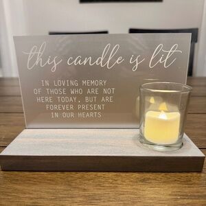 Tabletop Memorial Sign w LED candle